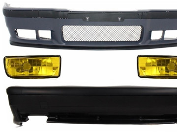 Complete Body Kit suitable for BMW 3er E36 (1992-1998) M3 Design With Yellow Fog Lights 