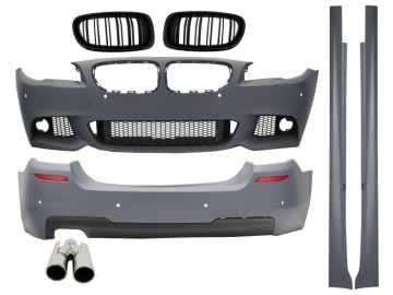 Complete Body Kit suitable for BMW F10 5 Series (2011-) M-Technik Design With Exhaust Muffler Tips and Grilles Double Stripe