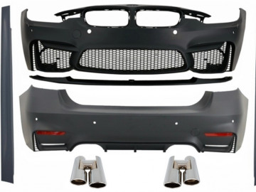 Complete Body Kit suitable for BMW F30 (2011-2019) with Chromed Exhaust Muffler Tips EVO II M3 CS Style Without Fog Lamps