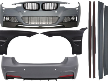 Complete Body Kit suitable for BMW F30 (2011+) M-Performance Design with Front Fenders and Central Grilles Piano Black