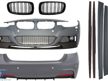 Complete Body Kit suitable for BMW F30 (2011-up) M-Performance Design with Central Grilles Double Stripe M Design Piano Black