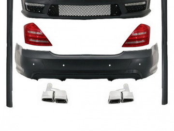 Complete Body Kit suitable for MERCEDES-Benz S-Class W221 Exhaust Muffler Tips and LED Taillights 2005-2011 (LWB) A-Design