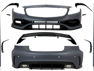 Complete Body Kit suitable for Mercedes A-Class W176 (2012-2018) A45 Design with Spoiler Splitters Fins Aero