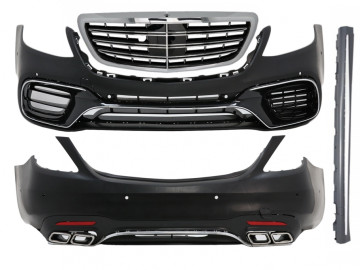 Complete Body Kit suitable for Mercedes S-Class W222 Facelift (2013-06.2017) S63 Design With Central Grille Chrome