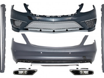 Complete Body Kit with Exhaust Tips Chrome suitable for Mercedes W222 S-Class (2013-07.2017 ) S65 Design LWB