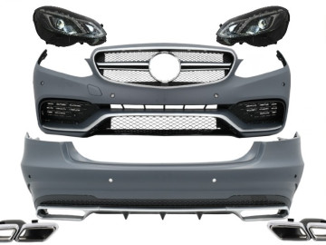 Complete Body Kit with Exhaust Tips and LED Xenon Headlights suitable for Mercedes E-Class W212 (2013-2016) E63 Design