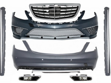 Complete Body Kit with Exhaust Tips suitable for Mercedes W222 S-Class (2013-06.2017) S65 Design LWB