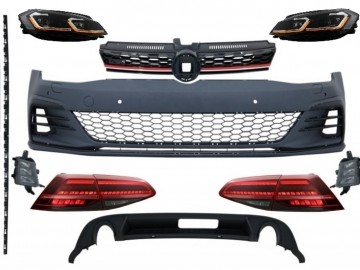 Complete Body Kit with Headlights Bi-Xenon and Taillights LED suitable for VW Golf 7.5 VII Facelift (2017-up) GTI Design