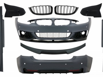 Complete Body Kit with Trunk Spoiler Matte Black and Mirror Covers suitable for BMW 4 Series F32 Coupe (2013-03.2019) M Design