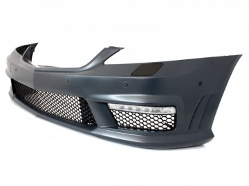 Complete Front Bumper Assembly with Central Grille suitable for MERCEDES Benz W221 S-Class (2005-2010) S63 S65 Design and Side Skirts Short Version