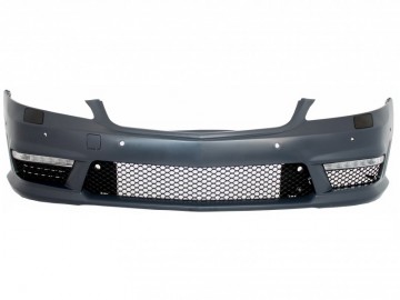 Complete Front Bumper Assembly with Central Grille suitable for MERCEDES Benz S-Class W221 (2005-2010) S63 S65 Design and Side Skirts Long Version