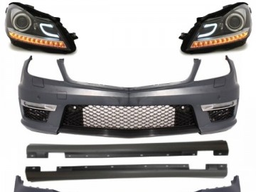 Complete suitable for MERCEDES C-class W204 C204 Facelift C63 Design Body Kit with Daytime Headlights LED DRL