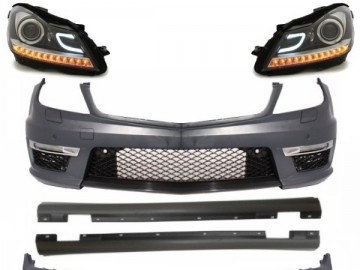 Complete suitable for MERCEDES C-class W204 C204 Facelift C63 Design Body Kit with Daytime Headlights