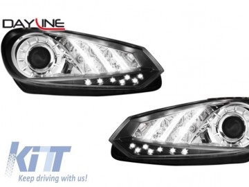 DAYLINE Headlights suitable for VW Golf VI 6 08+ LED DRL Design Black