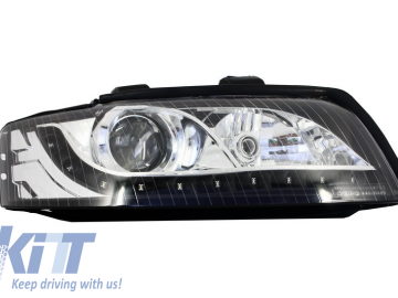 DAYLINE Headlights suitable for AUDI A4 8E (2001-2004) LED DRL Look Black