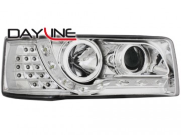 DAYLINE Headlights suitable for BMW E90 E91 05+ 2 Halo Rims Drl Optic LED Black