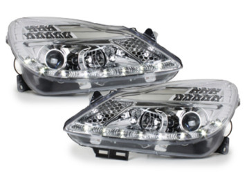 DAYLINE Headlights suitable for OPEL Corsa D (2006-2010) LED DRL Look Chrome