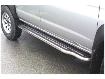 Estribos de plataforma com tubo inox Ø50mm (cabine dupla) / Navara D22 [2002 - 2005]