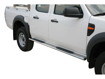 Estribos de secção oval em aço inoxidável, com degraus Ford Ranger [2006 - 2012] cabine dupla