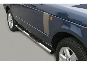 Estribos em tubo de aço inoxidável Ø76mm, com apoios - Range Rover (apenas 2005-2007) 