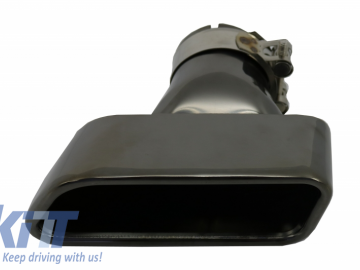 Exhaust Muffler Tips suitable for BMW 5 Series Sedan Touring F10 F11 F18 550i V8 LCI Square Design BLACK