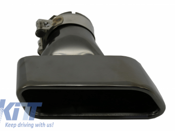 Exhaust Muffler Tips suitable for BMW 5 Series Sedan Touring F10 F11 F18 550i V8 LCI Square Design BLACK