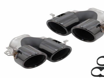 Exhaust Muffler Tips suitable for Mercedes A-Class W177 CLA II X118 C118 GLA SUV H247 GLB SUV X247 35 AMG / 45 AMG (2018-) 45S Design Black