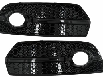 Fog Lamp Covers Side Grilles suitable for Audi Q5 SUV 8R (2008-2011) RS Design Piano Black