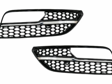 Fog Lamp Covers Side Grilles suitable for Audi A3 8V (2013-2015) RS3 Design Black with Chromed Insertions