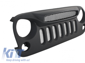 Front Assembly Grille and LED Lights suitable for JEEP Wrangler / Rubicon JK (2007-2017) Angry Bird Design Specter Mask