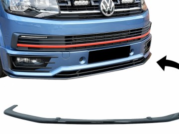 Front Bumper Add-on Spoiler Lip suitable for VW Transporter T6 SPORTLINE (2015-up) Glossy Black