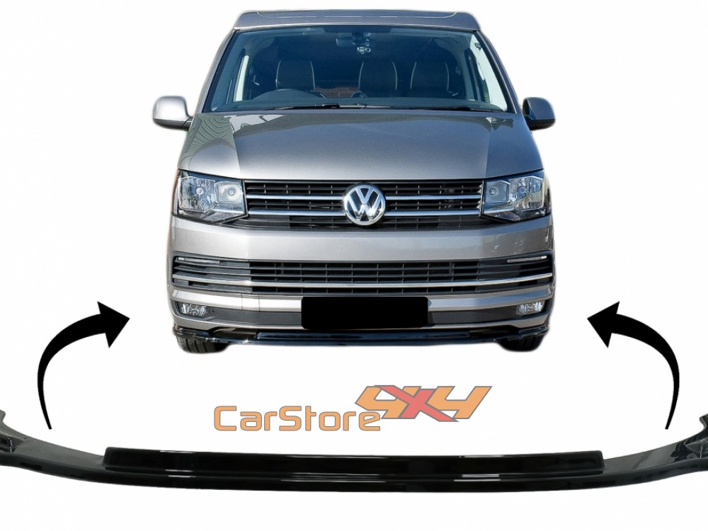 Front Bumper Add On Spoiler Lip Suitable For Vw Transporter T Up Glossy Black