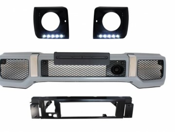 Front Bumper Black Headlights Covers LED DRL suitable for MERCEDES G-Class W463 (1989-up) G65 Design