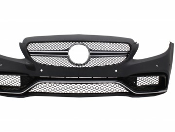 Front Bumper & Diffuser with Muffler Tips Chrome suitable for Mercedes C-Class W205 S205 (2014-2018) C63 Look