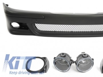 Front Bumper E39 (95-03) M5 Look with Central Grilles Kidney Grilles Double Stripe M Design Piano Black Assembly