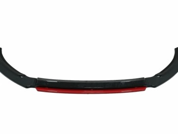 Front Bumper Lip Extension Spoiler suitable for VW Polo AW MK6 (2018-up) Piano Black&Red