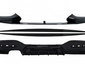 Front Bumper Lip Spoiler suitable for BMW 1 Series F20 F21 LCI (2015-2019) with Rear Bumper Spoiler Valance Diffuser and Side Skirts Extensions Hatchb