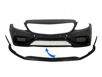 Front Bumper Lip suitable for MERCEDES C-Class W205 S205 A205 C205 (2014-2018) Limousine T-Model Coupe Cabriolet Edition 1 Design Matte Black