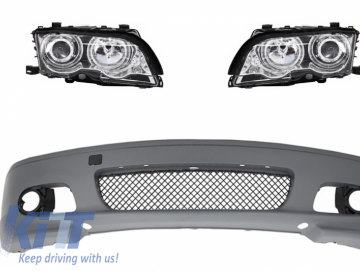 Front Bumper M-tech II Design without Fog Lights Angel Eyes Headlights suitable for BMW 3 Series E46 Coupe Cabrio 1992-2002