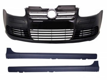 Front Bumper Side Skirts suitable for VW Golf Mk V 5 (2003-2007) R32 Piano Glossy Black Grill