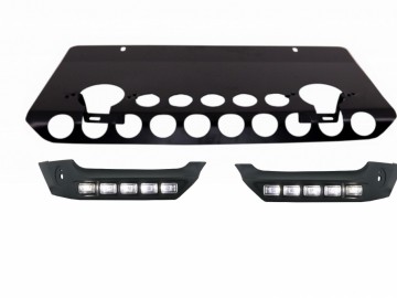 Front Bumper Skid Plate Off Road Package Under Run Protection Front Bumper Spoiler LED DRL Extension suitable for MERCEDES Benz G-class W463 (1989-201