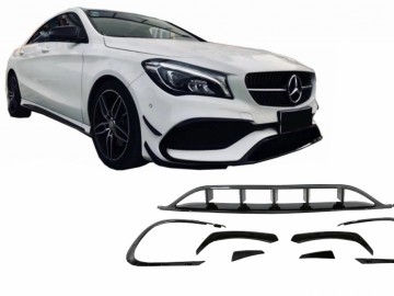 Front Bumper Splitters Fins Aero Conversion Kit suitable for Mercedes CLA W117 Facelift (2016-2018) CLA45 Design Canards Piano Black