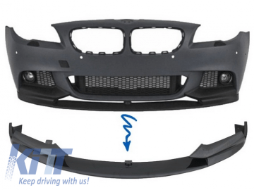 Front Bumper Spoiler Lip Carbon Coating suitable for BMW 5 Series F10/F11 (2011-2013) with Mirror Covers M-Performance Design