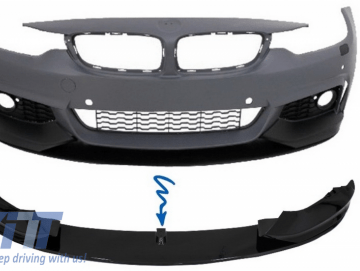 Front Bumper Spoiler Lip suitable for BMW 4 Series F32 F33 F36 Coupe Cabrio Grand Coupe (2013-03.2019) M-Performance Piano Black