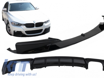 Front Bumper Spoiler with Rear Diffuser suitable for BMW 3 Series F30 F31 (2011-up) M Performance Design Brilliant Black Edition