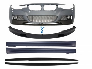 Front Bumper Spoiler with Side Skirts and Add-on Lip Extensions suitable for BMW 3 Series F30 F31 Sedan Touring (2011-2018) M3 Design