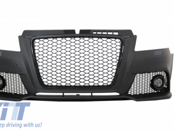 Front Bumper With Fog Lights suitable for AUDI A3 8P 8PA Facelift RS3 Design (2009-2012) and Headlights Drl Optic Black