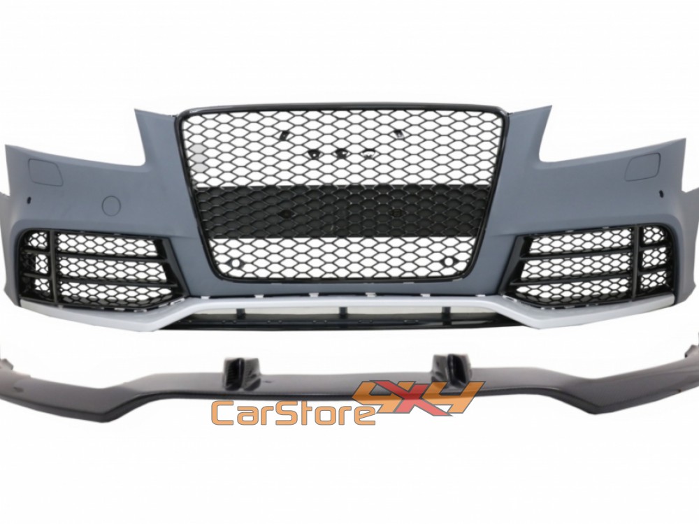 Front Bumper and Add-On Spoiler Lip Real Carbon suitable for Audi A5 8T ...