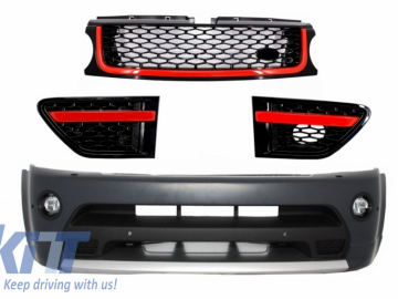 Front Bumper and Front Grilles Assembly Black Red Edition suitable for Land ROVER Range ROVER Sport (2009-2013) L320 Autobiography Design