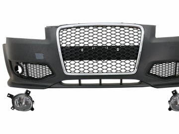 Front Bumper suitable for AUDI A3 8P Pre Facelift HATCHBACK 3D/5D (06.2005-04.2008) Sport Chrome Black With Fog Lights